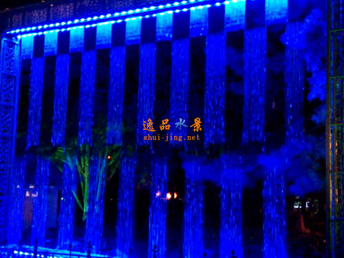 Blue rectangular combination of empty and real graphic water curtain