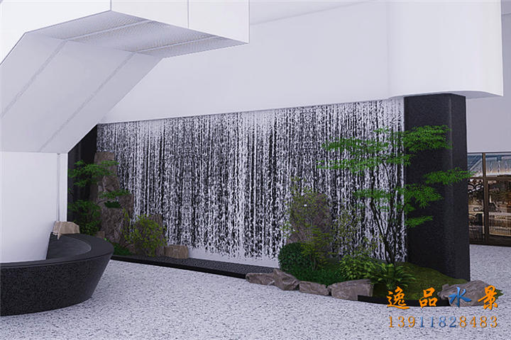 商場水幕墻流水墻景觀|水幕墻設(shè)計方案|一隅水景，詩意天地